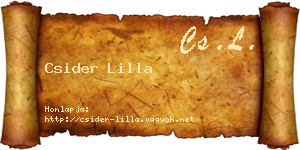 Csider Lilla névjegykártya